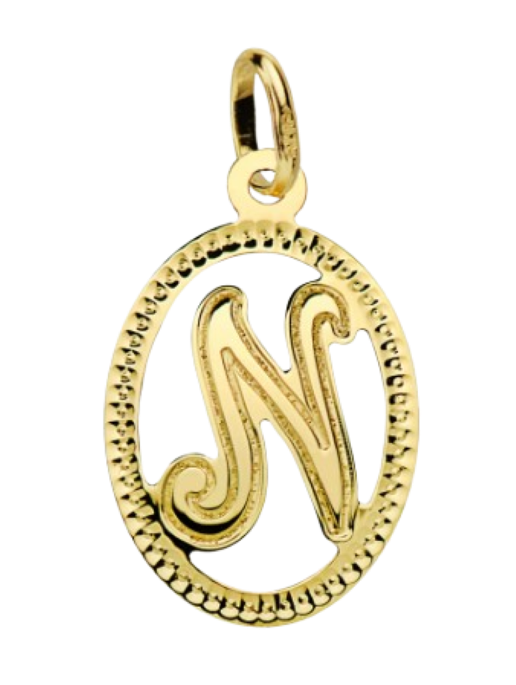 Pendentif ou jeton "Oméga", lettre stylisée ajourée en or jaune 18 carats