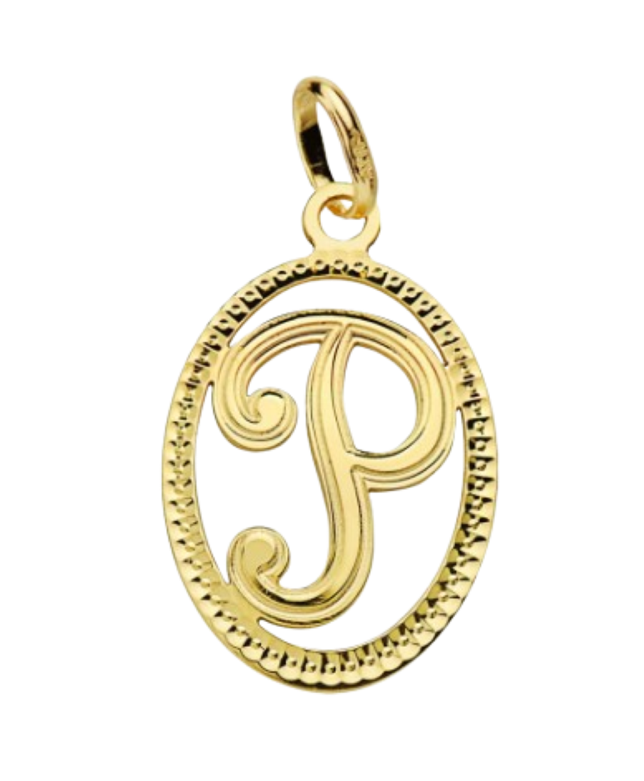 Pendentif ou jeton "Oméga", lettre stylisée ajourée en or jaune 18 carats