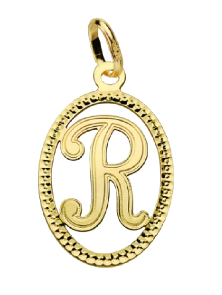 Pendentif ou jeton "Oméga", lettre stylisée ajourée en or jaune 18 carats