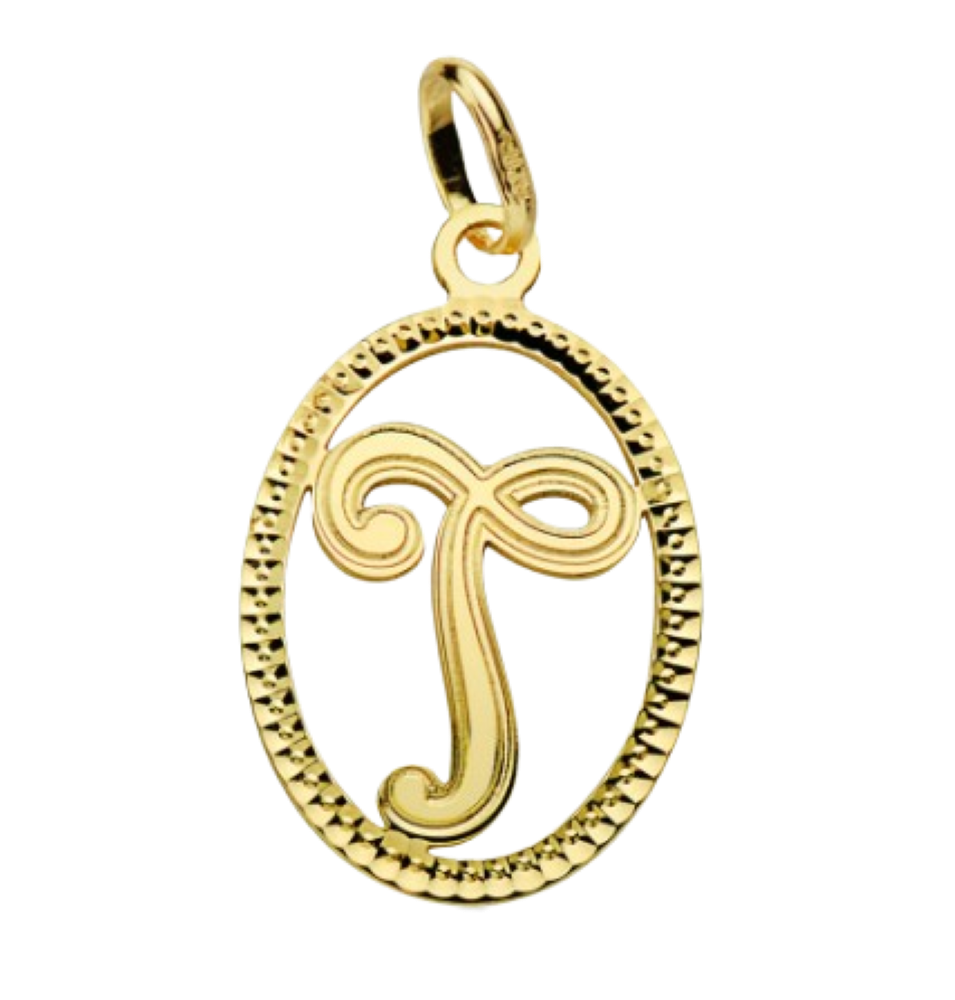 Pendentif ou jeton "Oméga", lettre stylisée ajourée en or jaune 18 carats