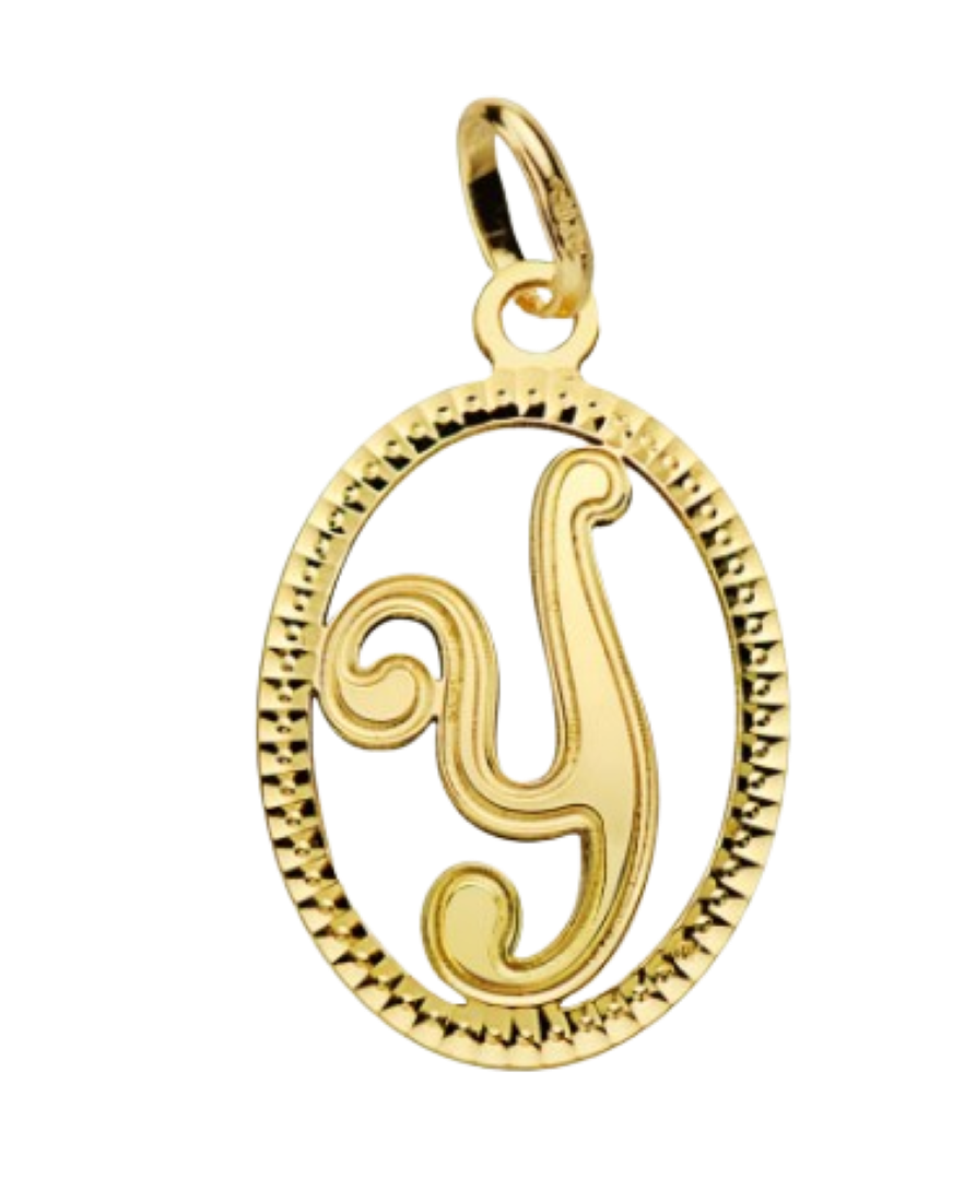 Pendentif ou jeton "Oméga", lettre stylisée ajourée en or jaune 18 carats