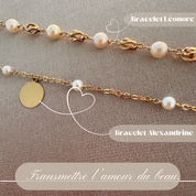 Bracelet "Léonore", perles de culture, maillons à spirales en or 18 carats