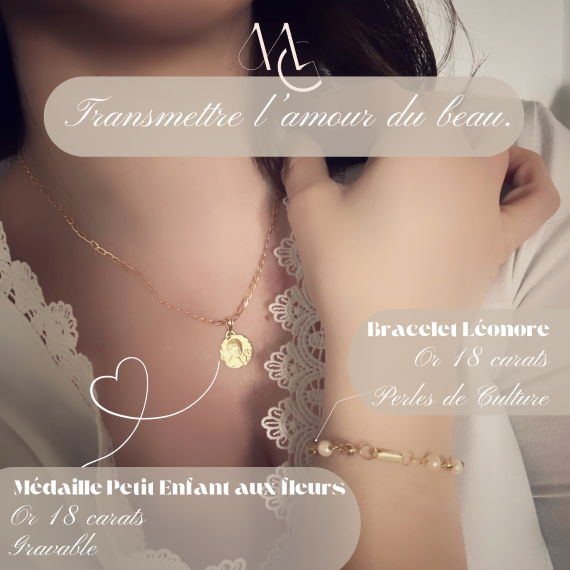 Bracelet "Léonore", perles de culture, maillons à spirales en or 18 carats