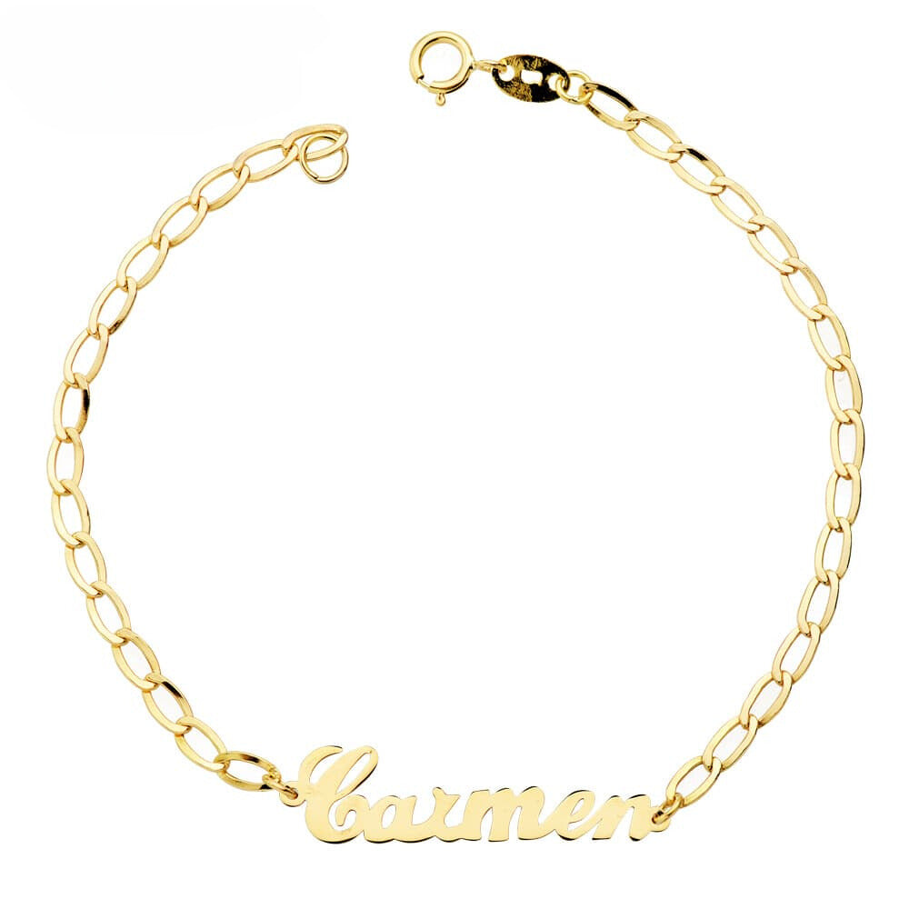 Bracelet Enfant et Adulte "Caresse" personnalisable avec prénom, en or jaune 18 carats