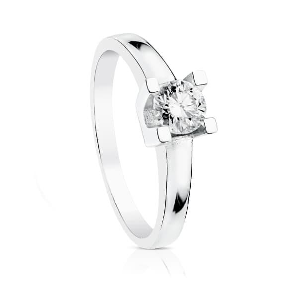 Bague "Evidence" en or blanc 18 carats et diamant solitaire - Maison Gabriel