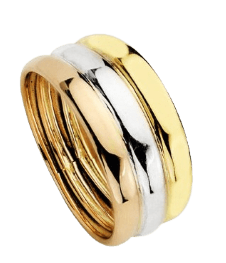 Bague Mon Trésor, trois anneaux liés en or jaune, blanc et rose 18 carats - Maison Gabriel