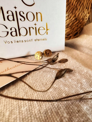 Boucles d'oreilles Arbre de vie en nacre et or 18 carats finition brillante - Maison Gabriel