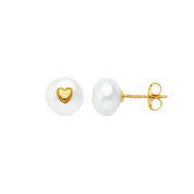 Boucles d'oreilles "Bisou" en or jaune 18 carats et perle de culture - Maison Gabriel