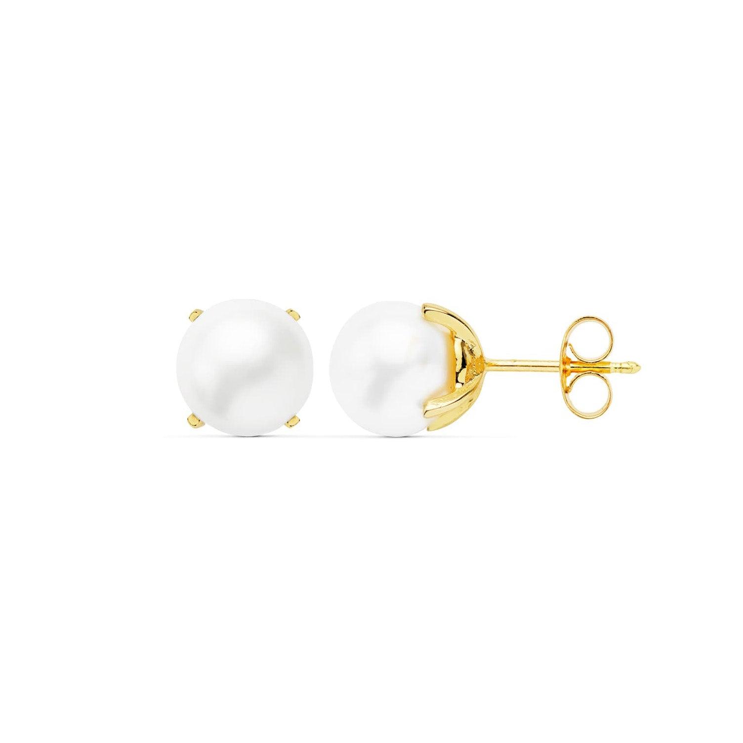 Boucles d&#39;oreilles &quot;Cristallines&quot; en or jaune 18 carats et perles rondes - Maison Gabriel