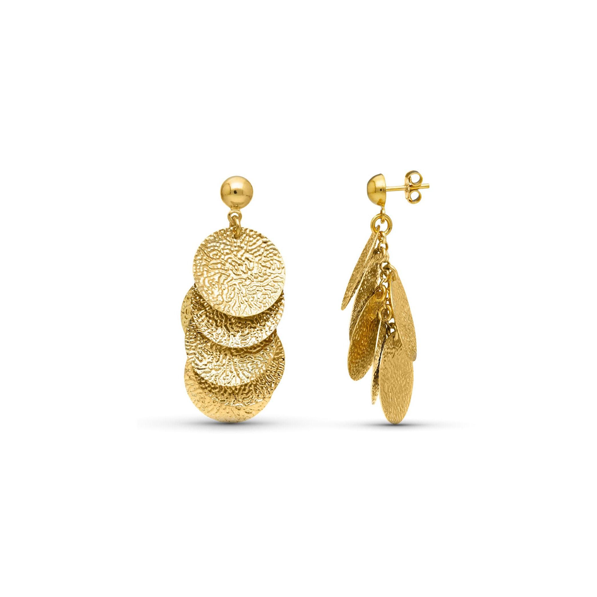 Boucles d'oreilles "Harmonie" en or jaune 18 carats, finition finement martelée - Maison Gabriel
