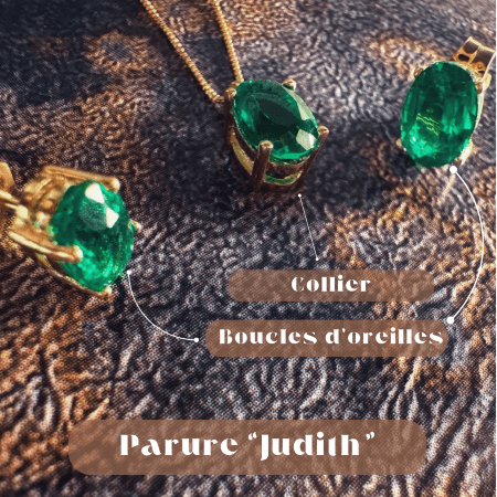 Boucles d'oreilles "Judith", en or 18 carats et émeraudes naturelles, fermoir poussette - Maison Gabriel