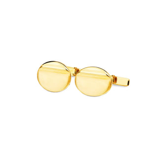 Boutons de manchette "Prestance" gravables en or jaune 18 carats poli brillant - Maison Gabriel