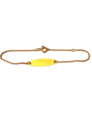 Bracelet "Bonheur" à plaque ovale gravable, en or 18 carats - Maison Gabriel