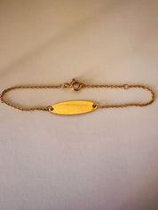 Bracelet "Bonheur" à plaque ovale gravable, en or 18 carats - Maison Gabriel