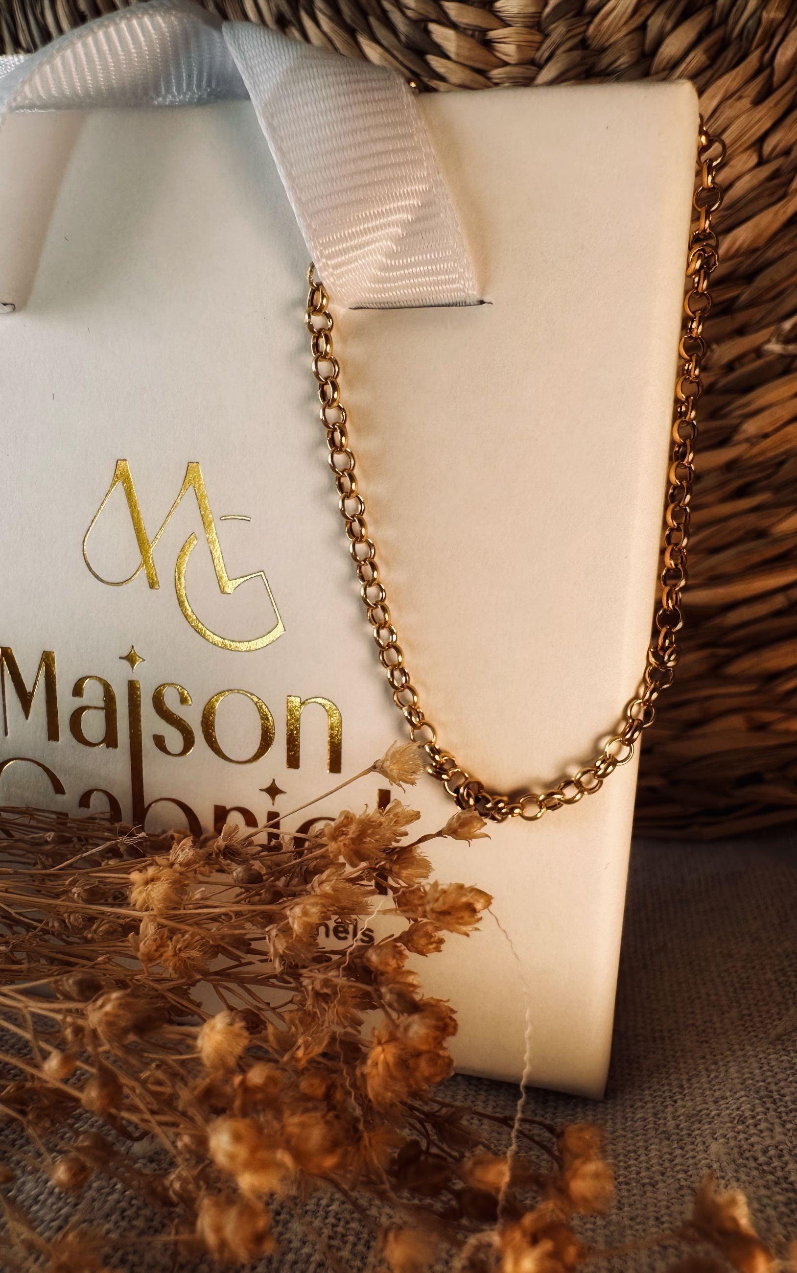 Bracelet "France", maille Jaseron en or jaune 18 carats - Maison Gabriel