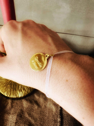 Bracelet ou lien "Blanche" en ruban de Mousseline ivoire - Maison Gabriel