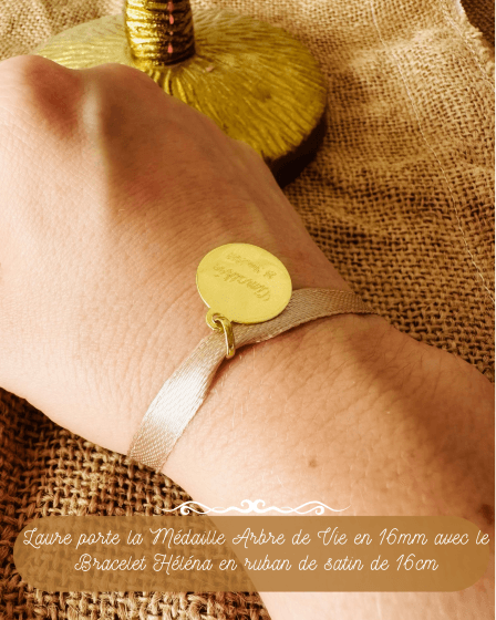 Bracelet ou lien "Héléna" en ruban de Satin doré clair - Maison Gabriel