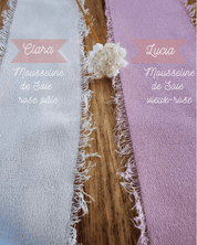 Bracelet ou lien "Lucia" en ruban de Mousseline de soie vieux rose - Maison Gabriel