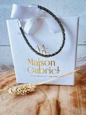 Bracelet ou lien "Paddy" en Cuir de bovin tressé vert forêt - Maison Gabriel