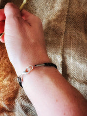 Bracelet ou lien "Paddy" en Cuir de bovin tressé vert forêt - Maison Gabriel