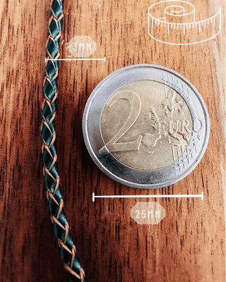 Bracelet ou lien "Paddy" en Cuir de bovin tressé vert forêt - Maison Gabriel