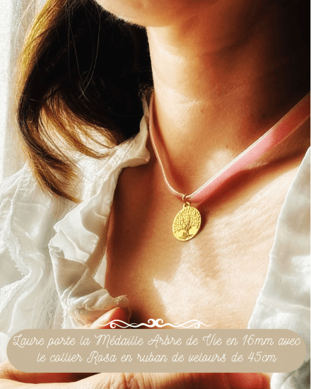 Bracelet ou lien "Rosa" en ruban de Velours vieux rose - Maison Gabriel