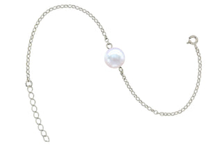 Bracelet "Tauahere", chaîne Forçat en argent 925 et perle d'eau douce ronde - Maison Gabriel