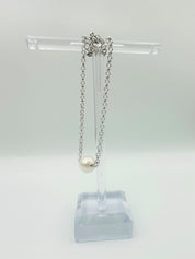 Bracelet "Tauahere", chaîne Forçat en argent 925 et perle d'eau douce ronde - Maison Gabriel