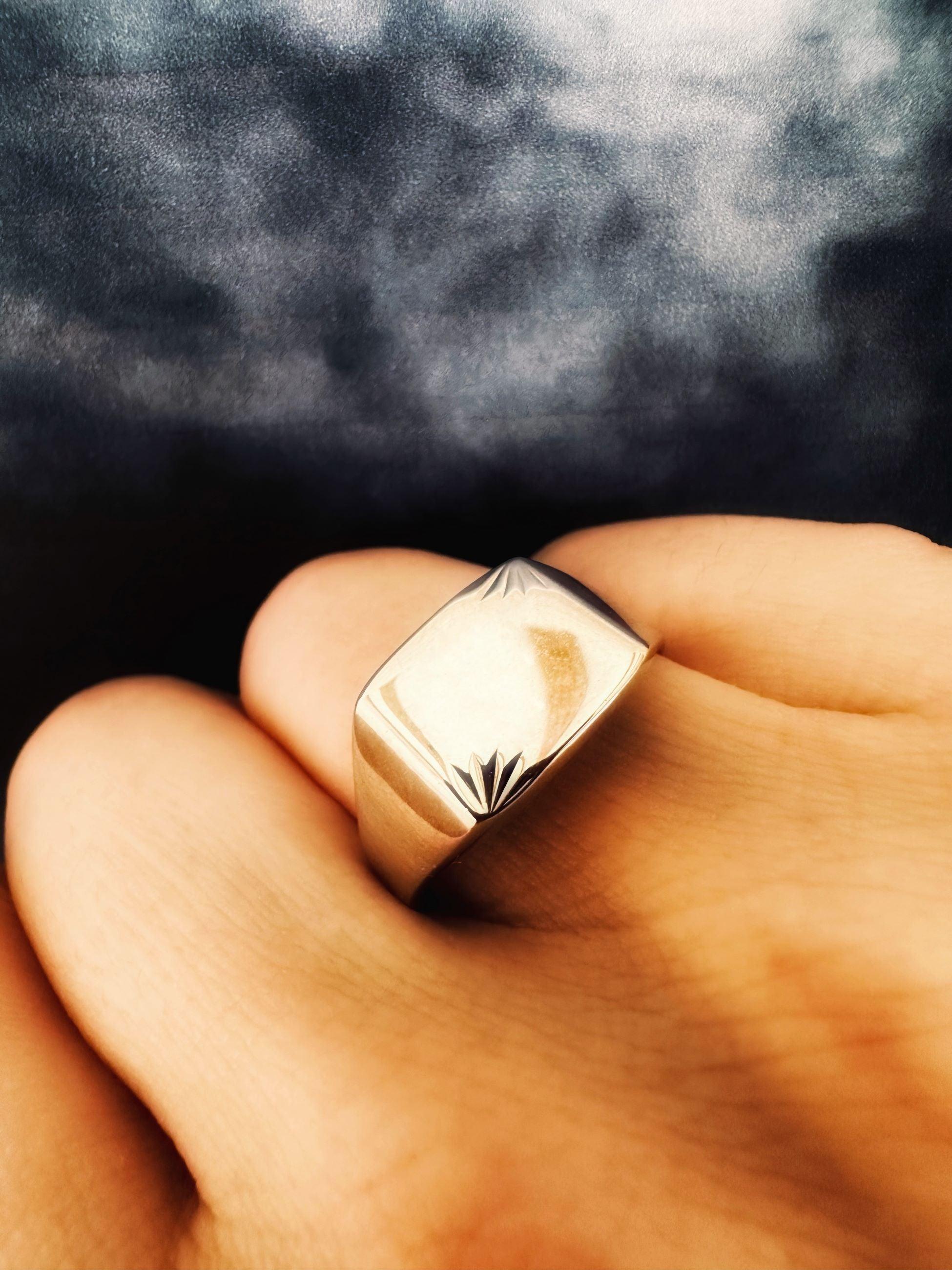 Jewelry Chevalière Bague Homme Initiale Chevaliere Argent Gravure