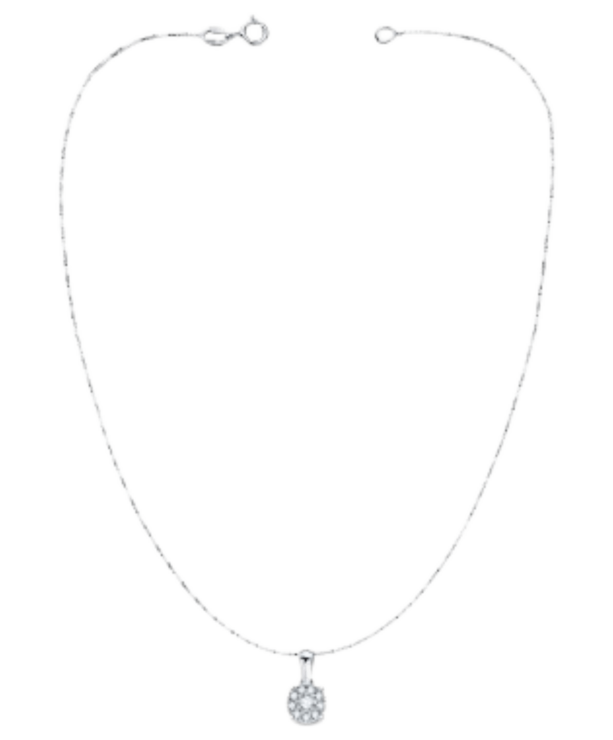 Collier "Alba", fine chaîne ajustable et pendentif en pavage de diamants, en or blanc ou jaune 18 carats - Maison Gabriel