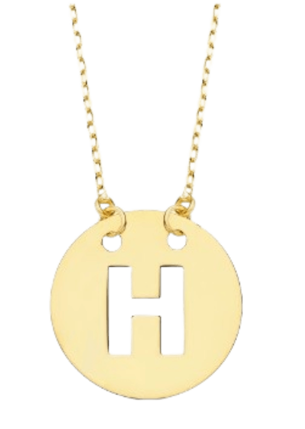 Collier "Alpha", fine chaine ajustable et pendentif rond ajouré initiale, en or jaune 18 carats - Maison Gabriel