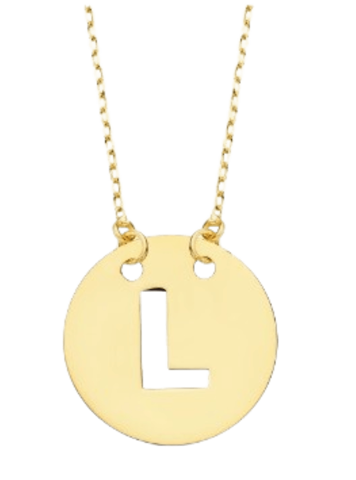 Collier "Alpha", fine chaine ajustable et pendentif rond ajouré initiale, en or jaune 18 carats - Maison Gabriel