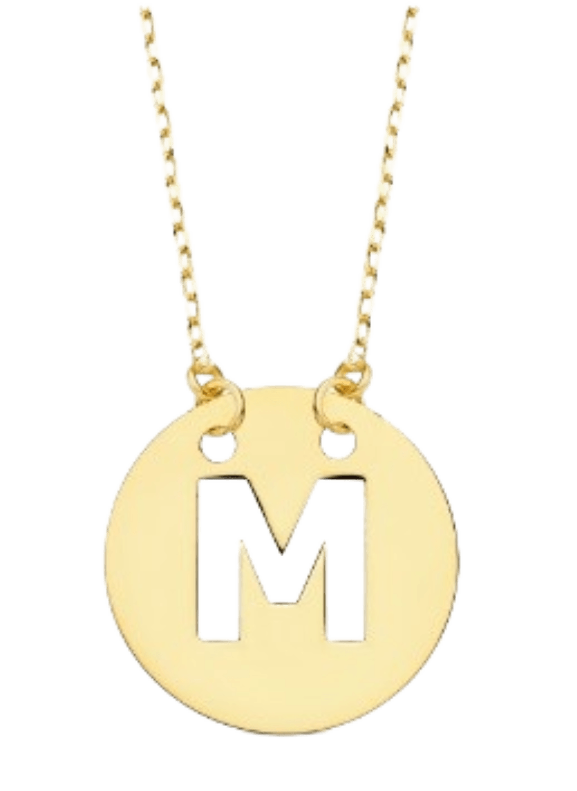 Collier "Alpha", fine chaine ajustable et pendentif rond ajouré initiale, en or jaune 18 carats - Maison Gabriel