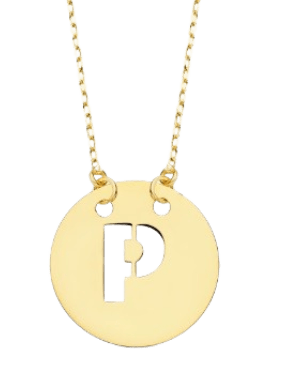 Collier "Alpha", fine chaine ajustable et pendentif rond ajouré initiale, en or jaune 18 carats - Maison Gabriel