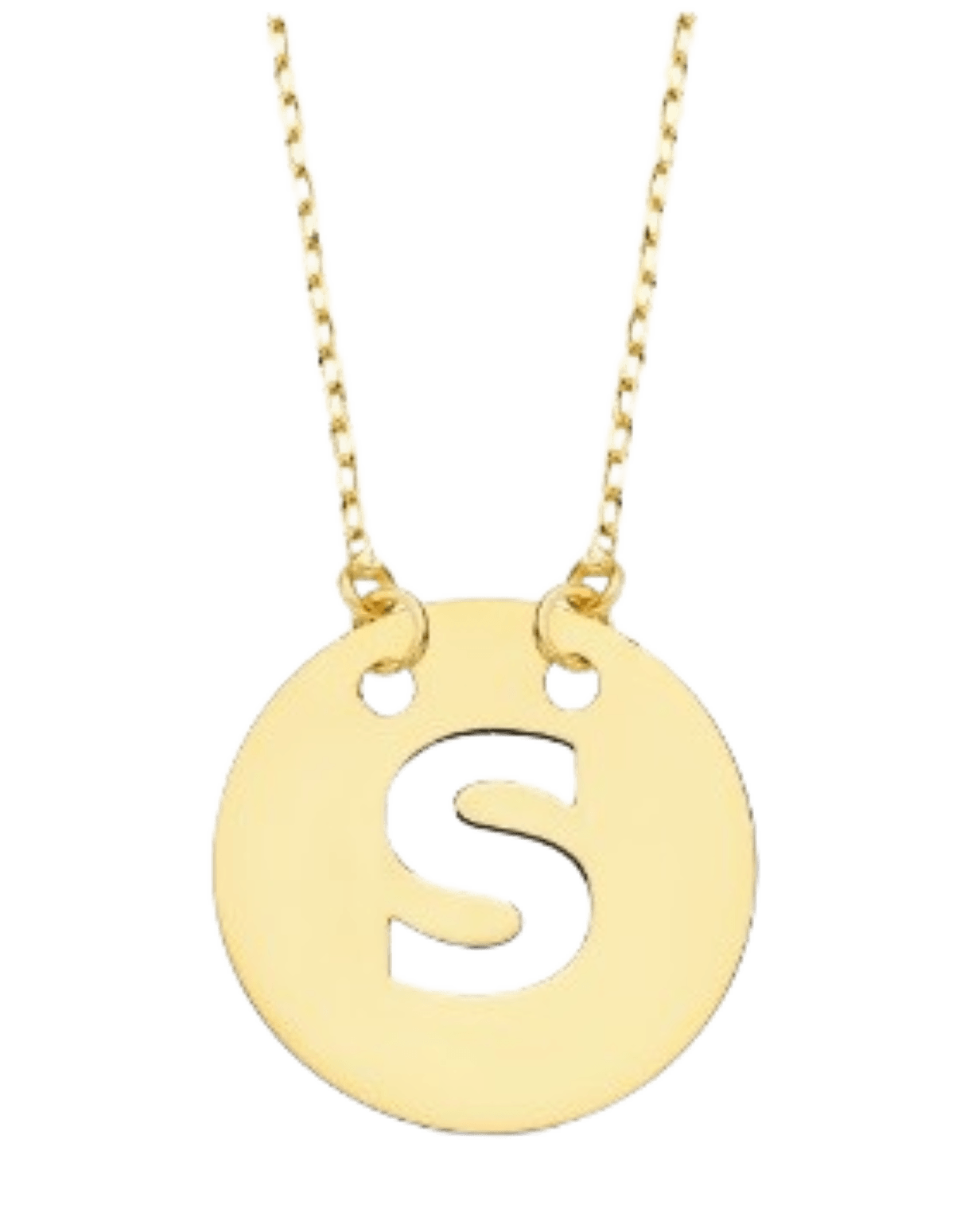 Collier "Alpha", fine chaine ajustable et pendentif rond ajouré initiale, en or jaune 18 carats - Maison Gabriel