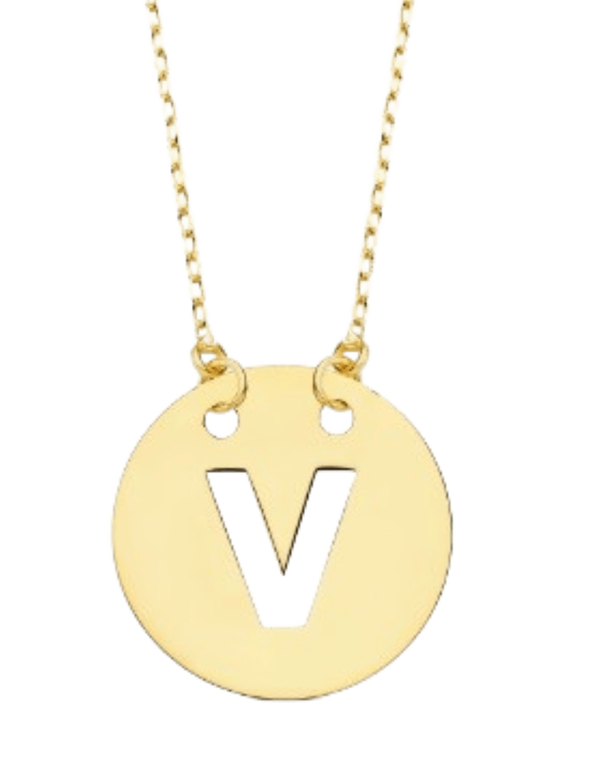 Collier "Alpha", fine chaine ajustable et pendentif rond ajouré initiale, en or jaune 18 carats - Maison Gabriel