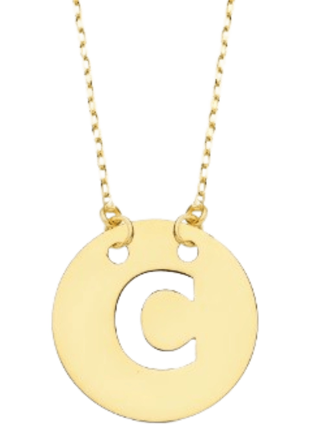 Collier "Alpha", fine chaine ajustable et pendentif rond ajouré initiale, en or jaune 18 carats - Maison Gabriel