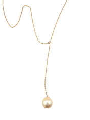 Collier "Manahau", chaîne Forçat fine en or jaune 18 carats et perle d'eau douce ronde - Maison Gabriel