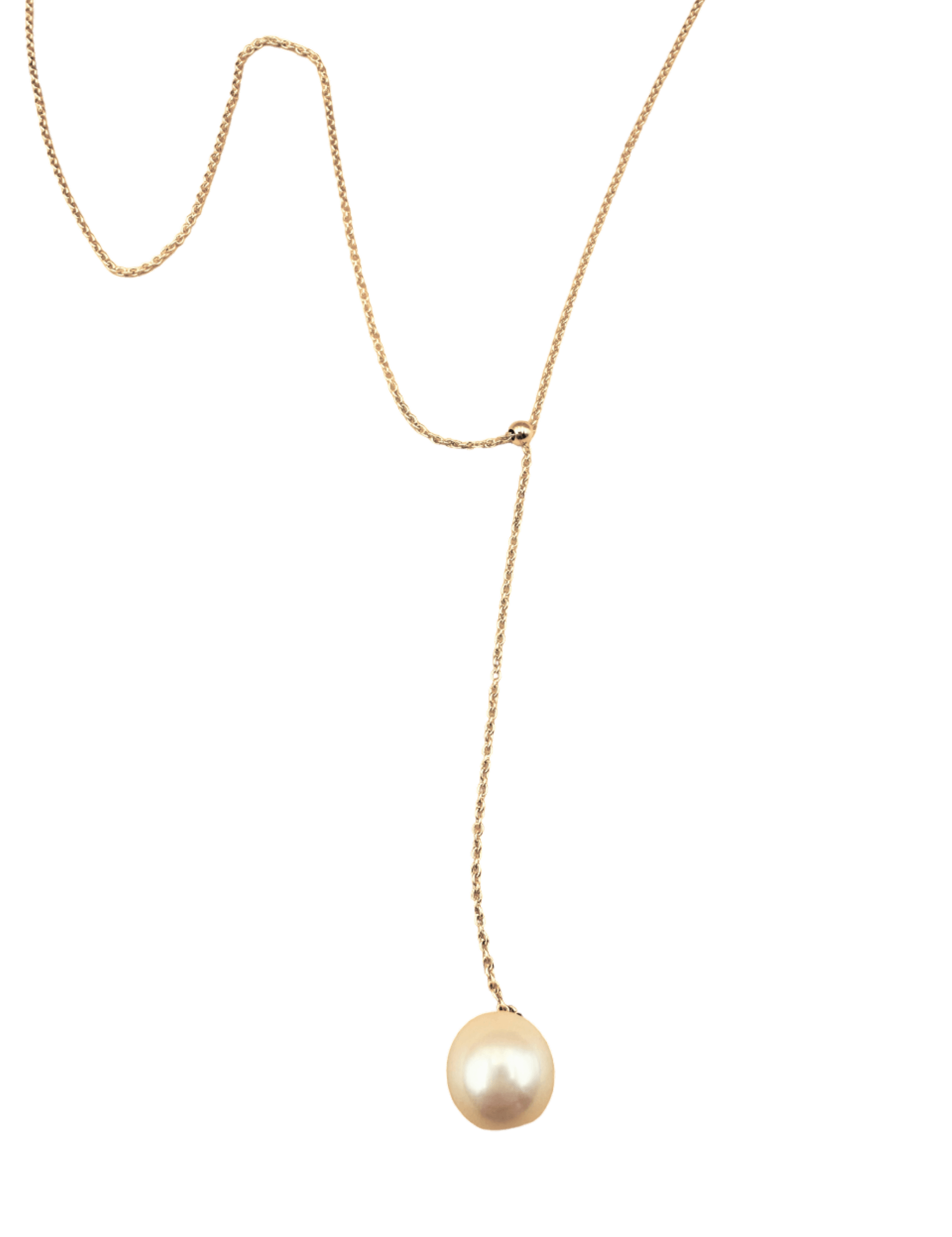 Collier "Manahau", chaîne Forçat fine en or jaune 18 carats et perle d'eau douce ronde - Maison Gabriel