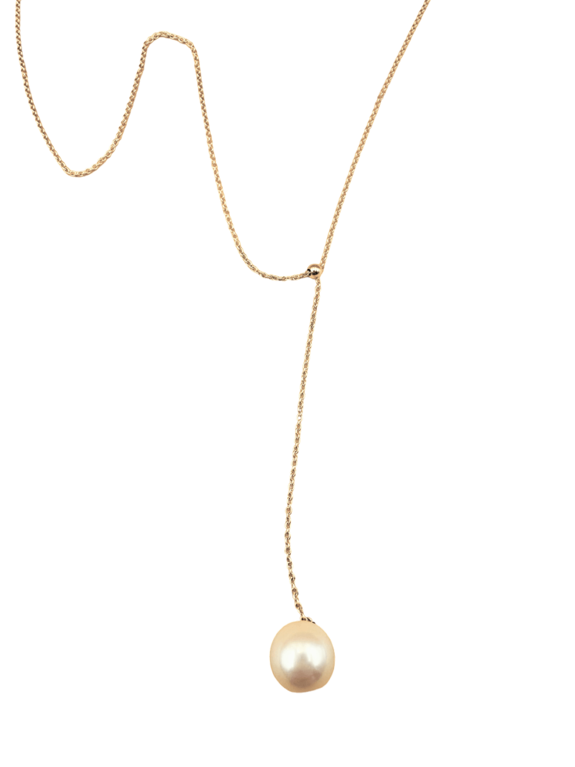 Collier "Manahau", chaîne Forçat fine en or jaune 18 carats et perle d'eau douce ronde - Maison Gabriel