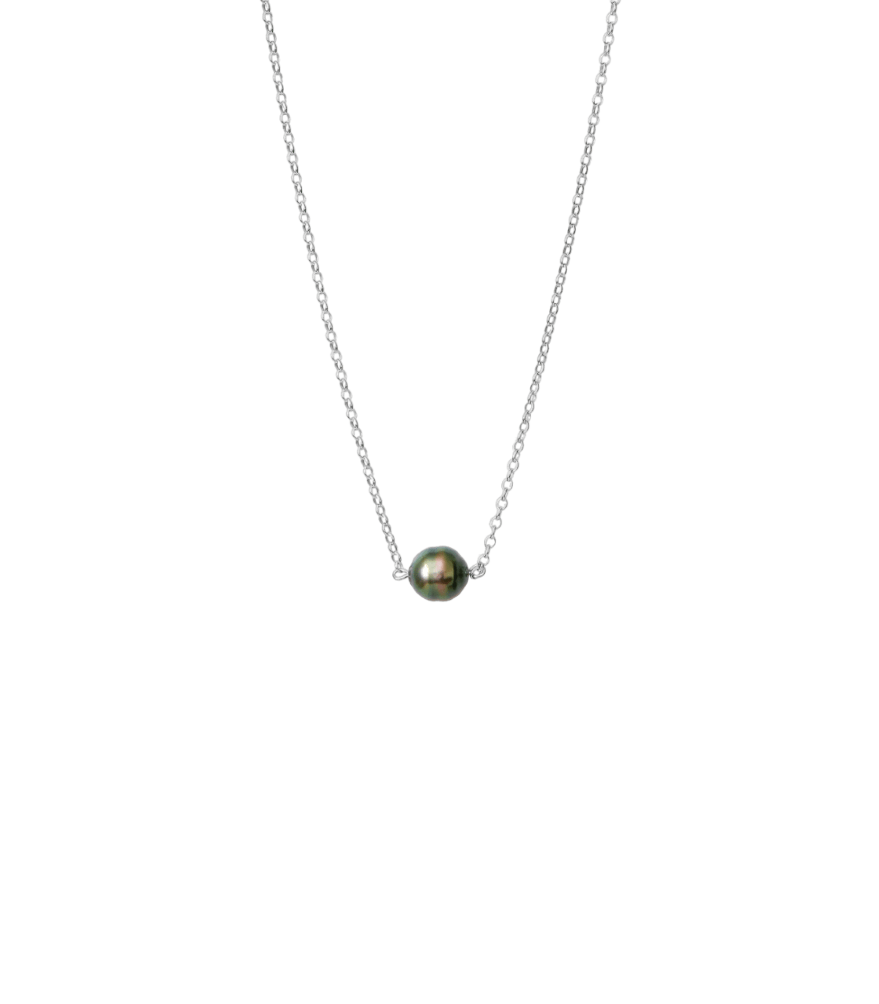 Collier "Manea", chaîne Forçat en argent 925 et perle de Tahiti cerclée - Maison Gabriel