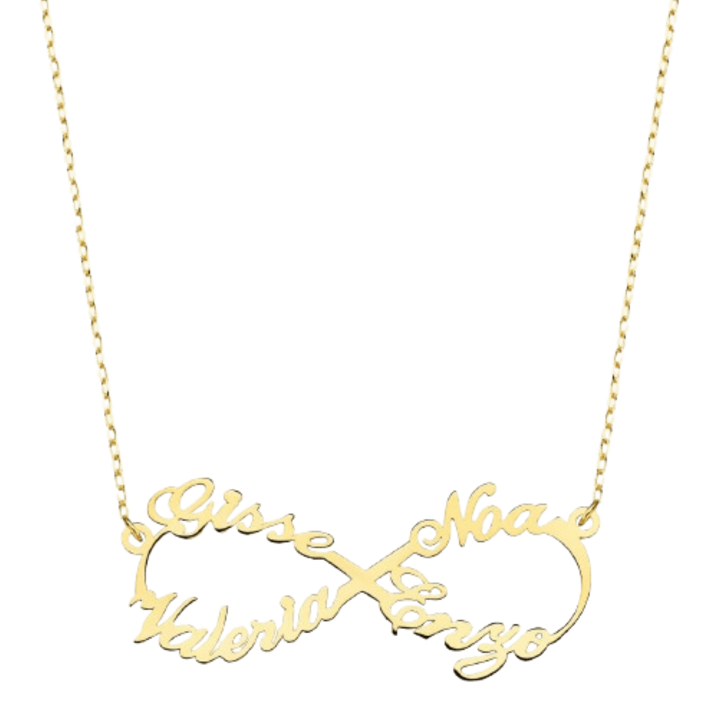 Collier personnalisable "Amore Siempre", fine chaîne en or 18 carats ajustable et symbole infini à prénoms - Maison Gabriel