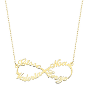 Collier personnalisable "Amore Siempre", fine chaîne en or 18 carats ajustable et symbole infini à prénoms - Maison Gabriel