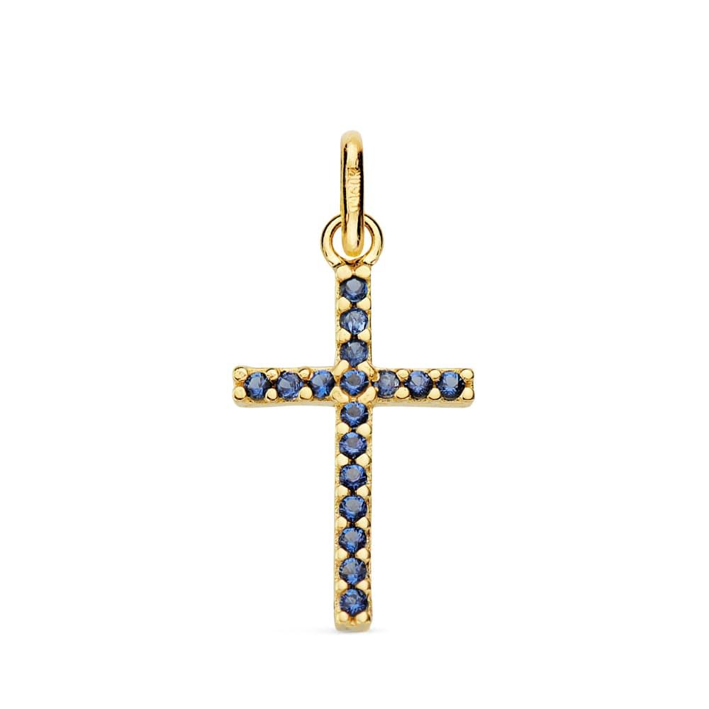 Croix "Alléluia" en or jaune 18 carats et pierres fines de synthèse - Maison Gabriel