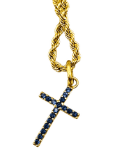 Croix "Alléluia" en or jaune 18 carats et pierres fines de synthèse - Maison Gabriel