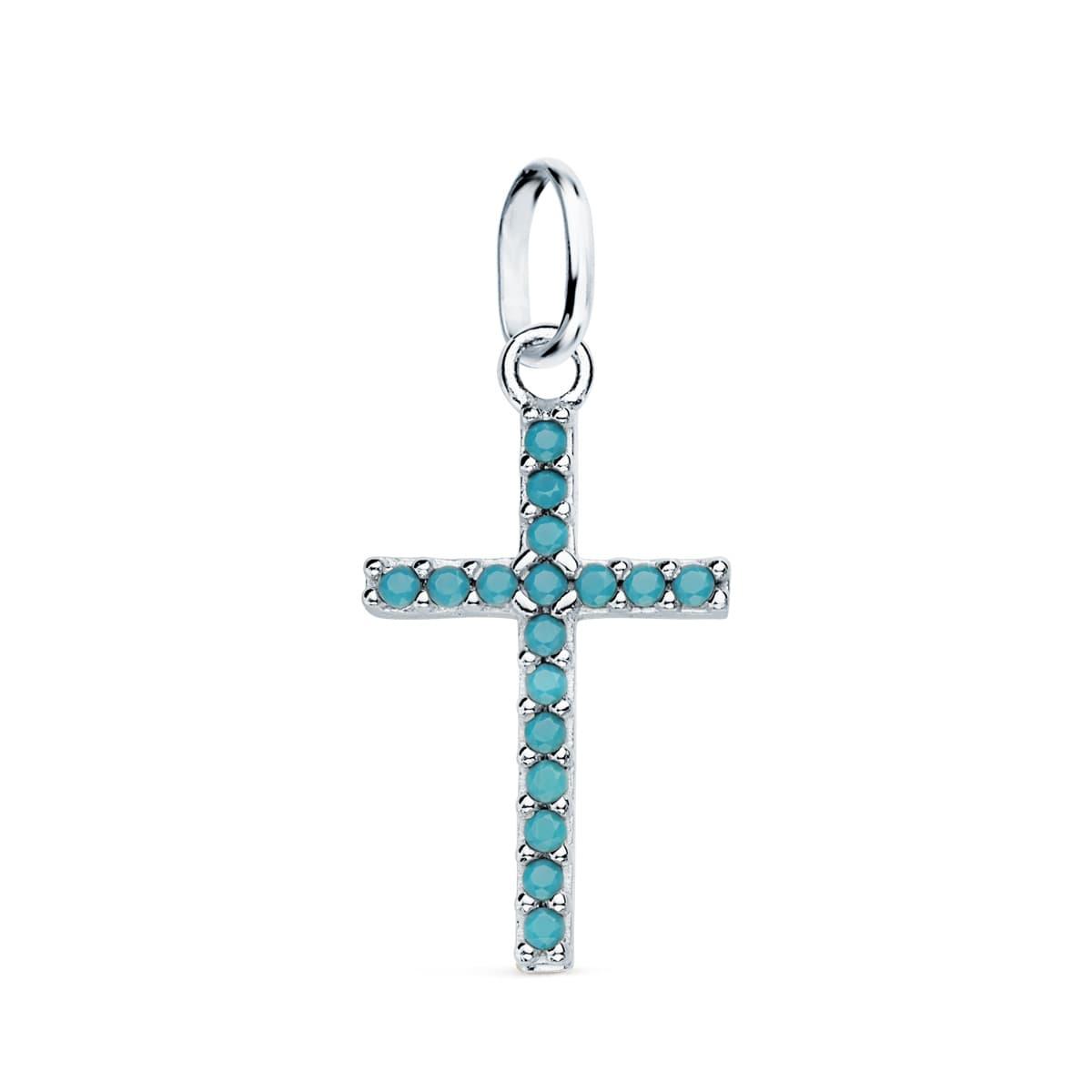 Croix Ancienne En Or Jaune 18 Carats Avec Turquoises Et Perle - Occasion, Bijou Vintage