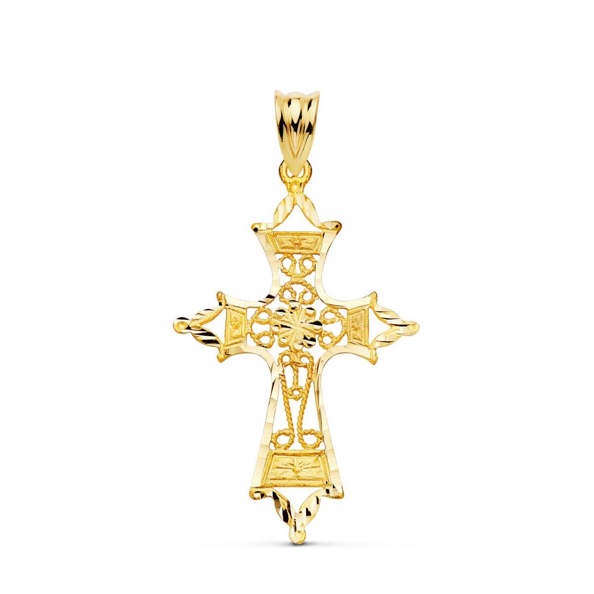 Croix "Etincelle" en or jaune 18 carats, finition ajourée - Maison Gabriel