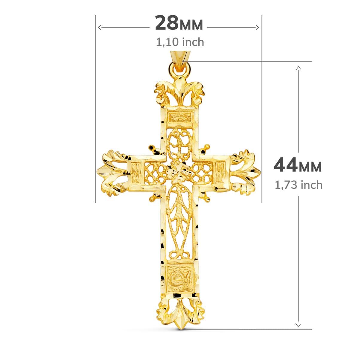 Croix "Etincelle" en or jaune 18 carats, finition ajourée - Maison Gabriel