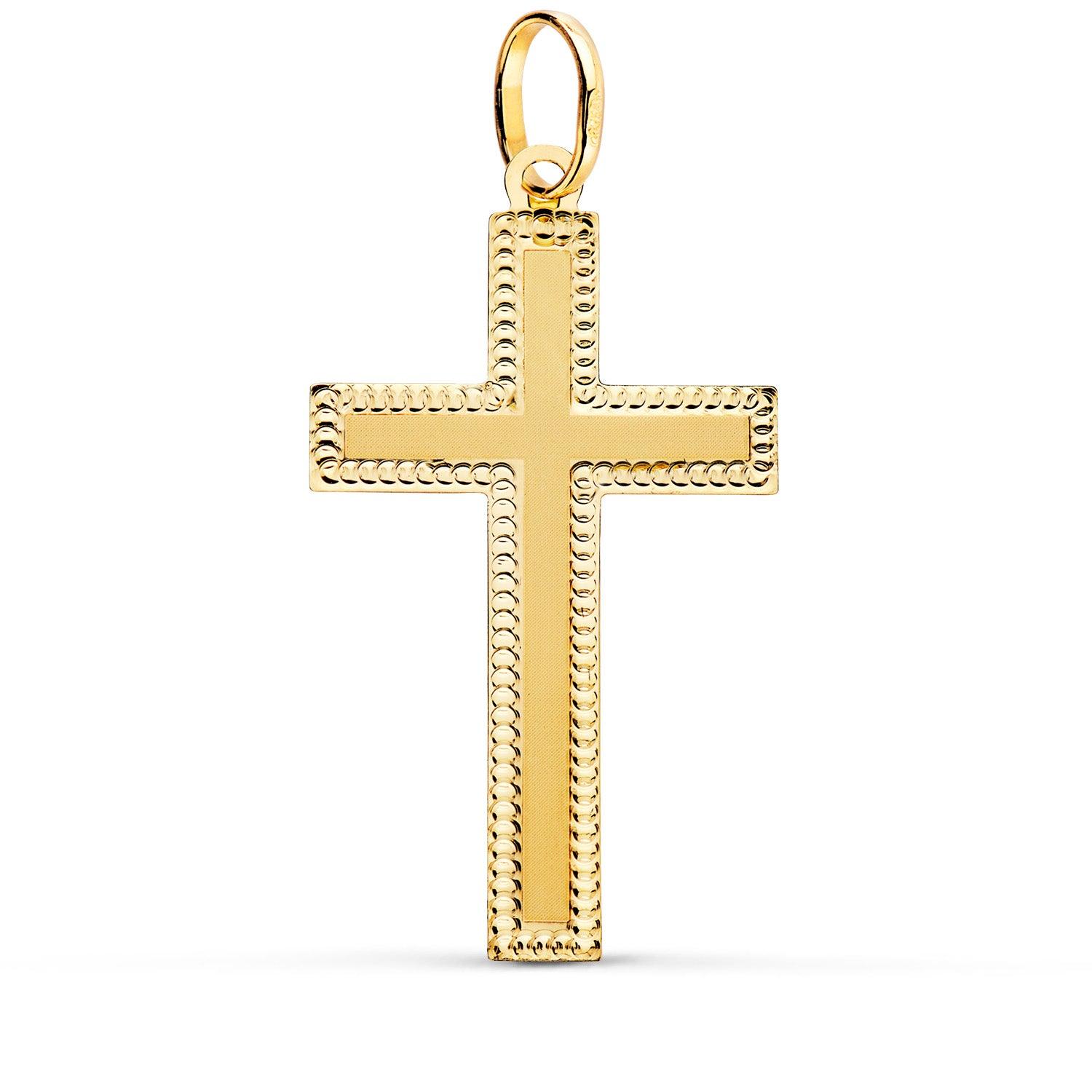 Croix "Humilité" en or jaune 18 carats avec bordures poinçonnées - Maison Gabriel
