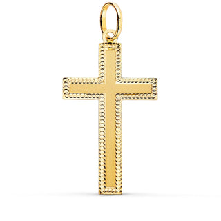 Croix "Humilité" en or jaune 18 carats avec bordures poinçonnées - Maison Gabriel